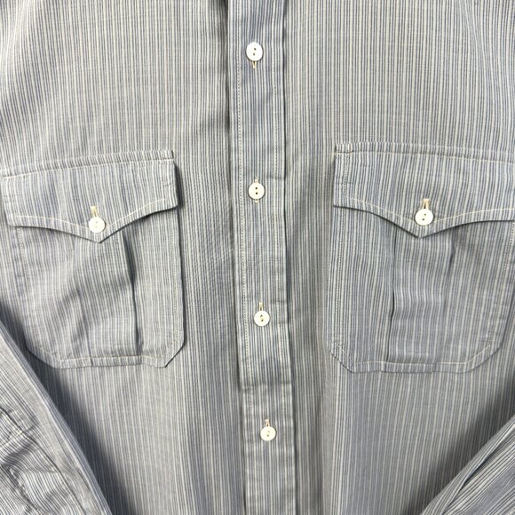RRL Ralph Lauren Vintage Indigo Pinstripe Work Shirt Large – Heritage Oxford - Picture 3 of 14